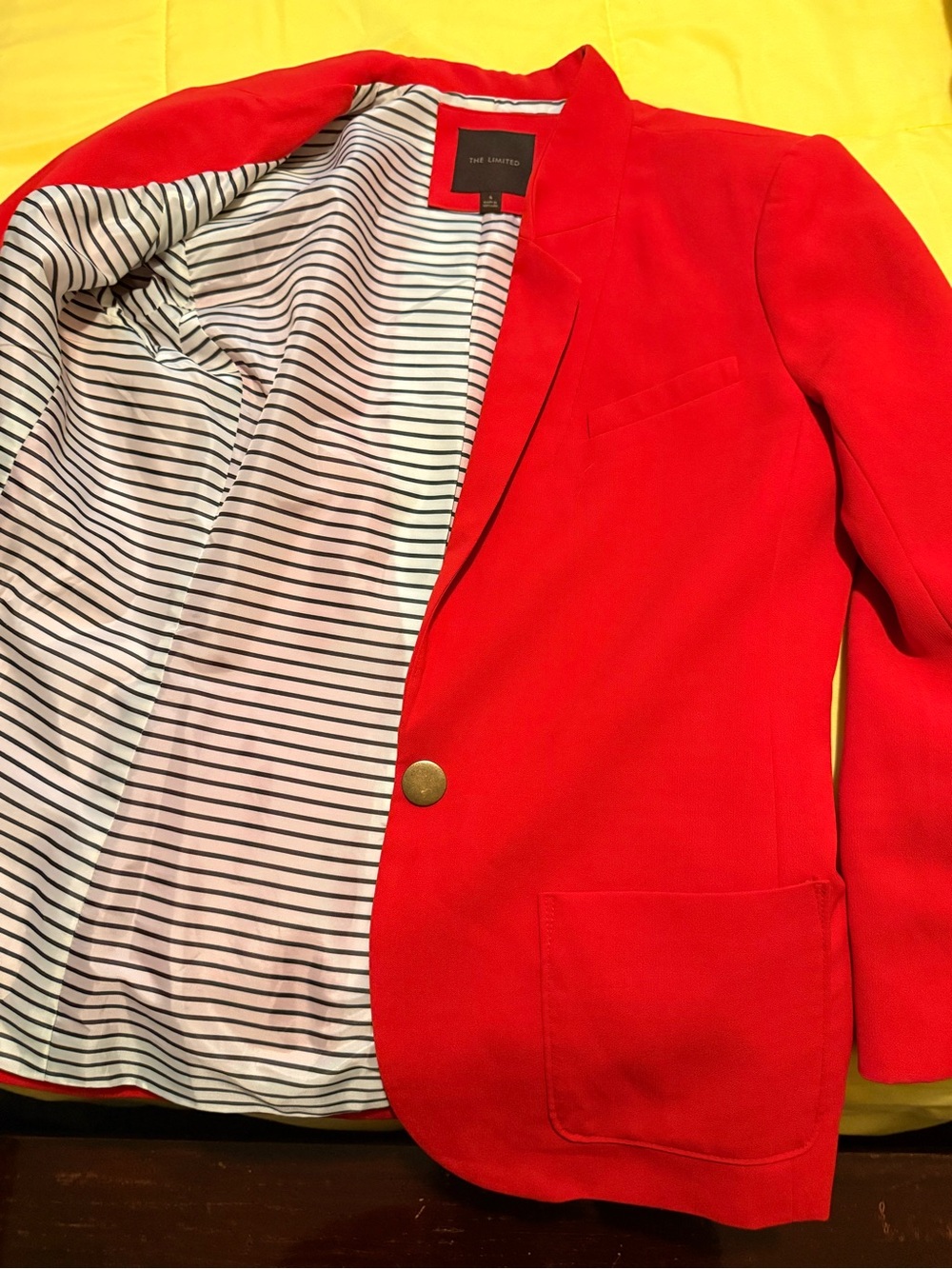 The Limited Red Blazer with Striped Lining